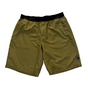 prAna Mojo Shorts Mens L/XL Green Stretch Pull On Athletic Outdoor Lightweight